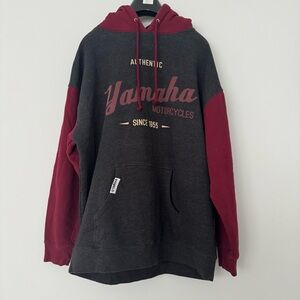 Vintage Yamaha Motorcycles Sweaters Men's Charcoal and Burgundy Bikers Hoodie